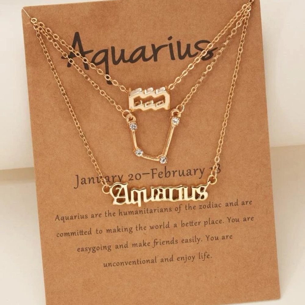 Aquarius Zodiac Sign Constellation Stackable Necklaces 3pc